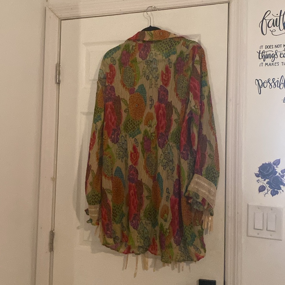 Roamans Top Button Down Multicolor Blouse - image 5